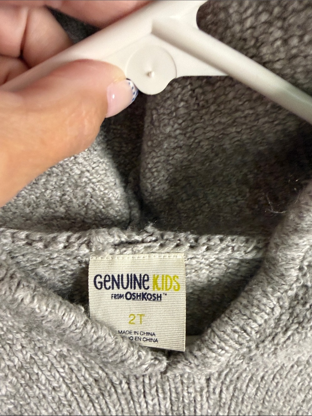 Genuine Kids OshKosh Gray Knit Hooded Bunny Poncho 2T Excellent Condition - Picture 3 of 4